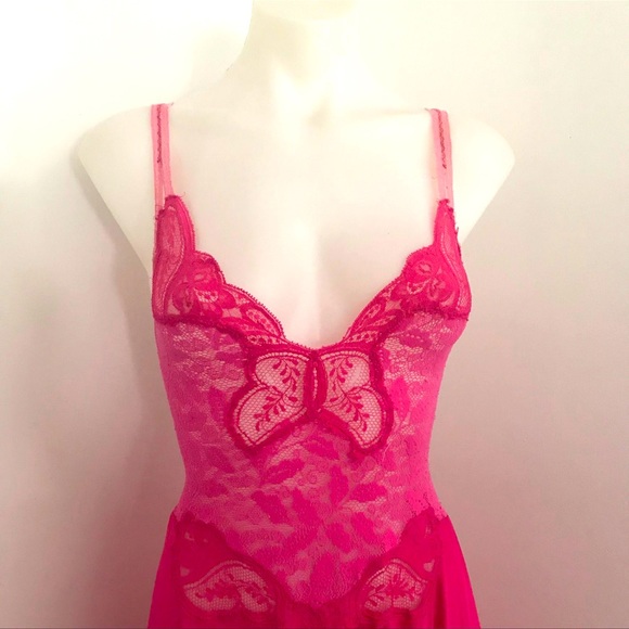 VINTAGE OLGA NYLON FULL SWEEP NYLON NIGHTGOWN NEGLIGEE LARGE 91060 LACE BODICE - Picture 3 of 4